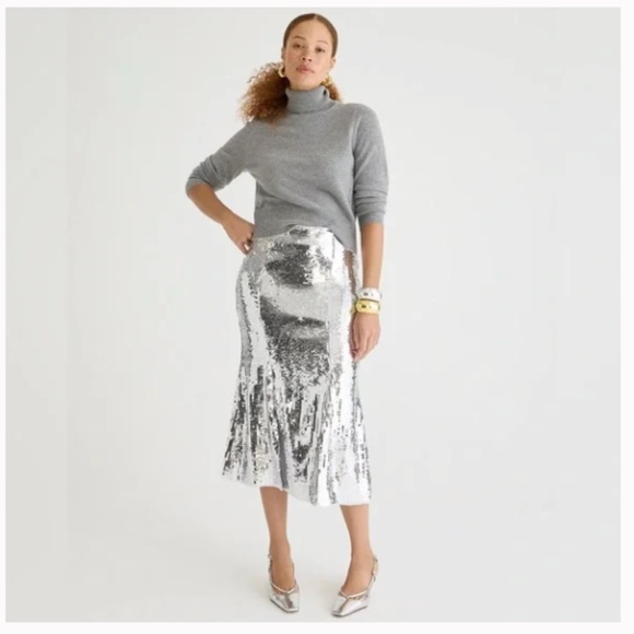 J.Crew Collection Sequin Skirt in Silver 00 - Picture 15 of 16